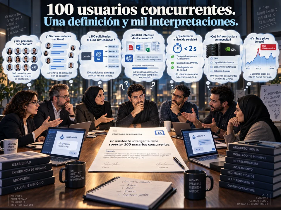 ¿Qué significan 100 usuarios simultáneos en un asistente de IA?